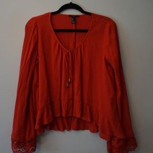 Red Bell Sleeve Shirt